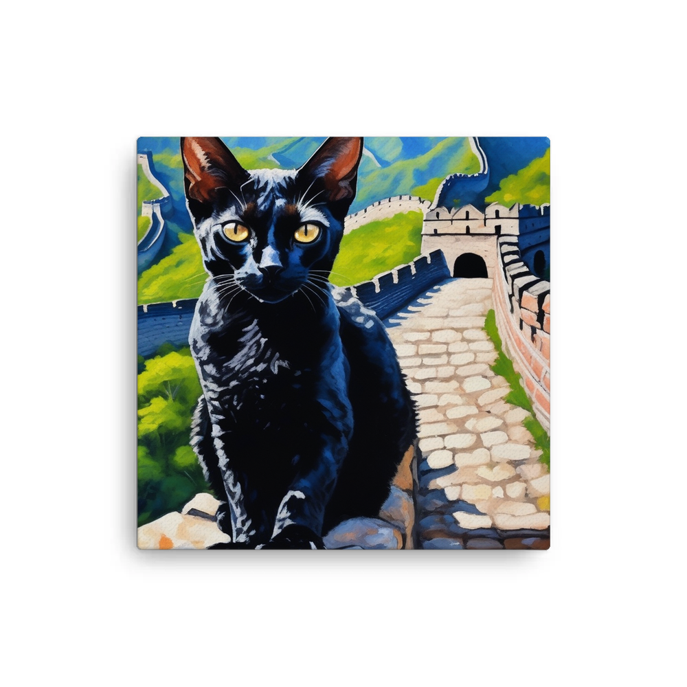 PugMug Custom Black Devon Rex Cat Canvas
