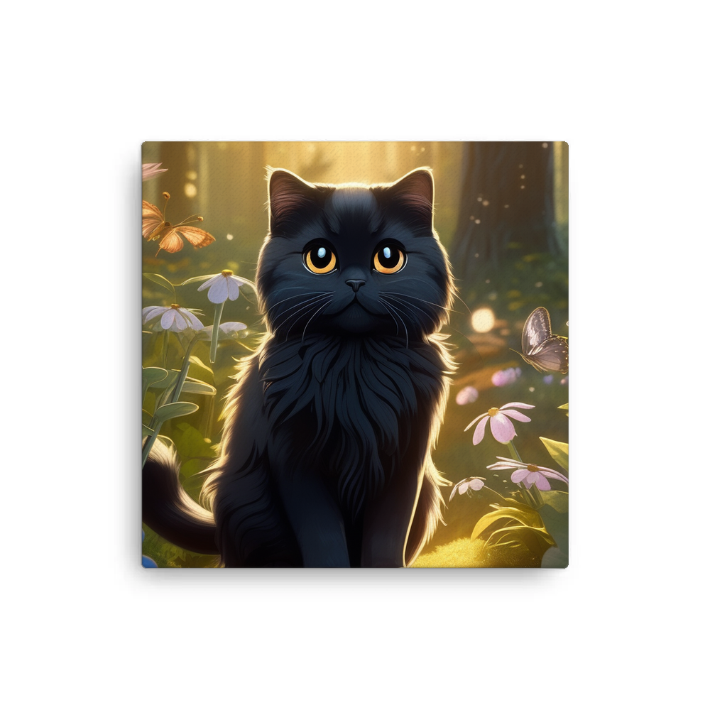 PugMug Custom Black Scottish Fold Cat Canvas