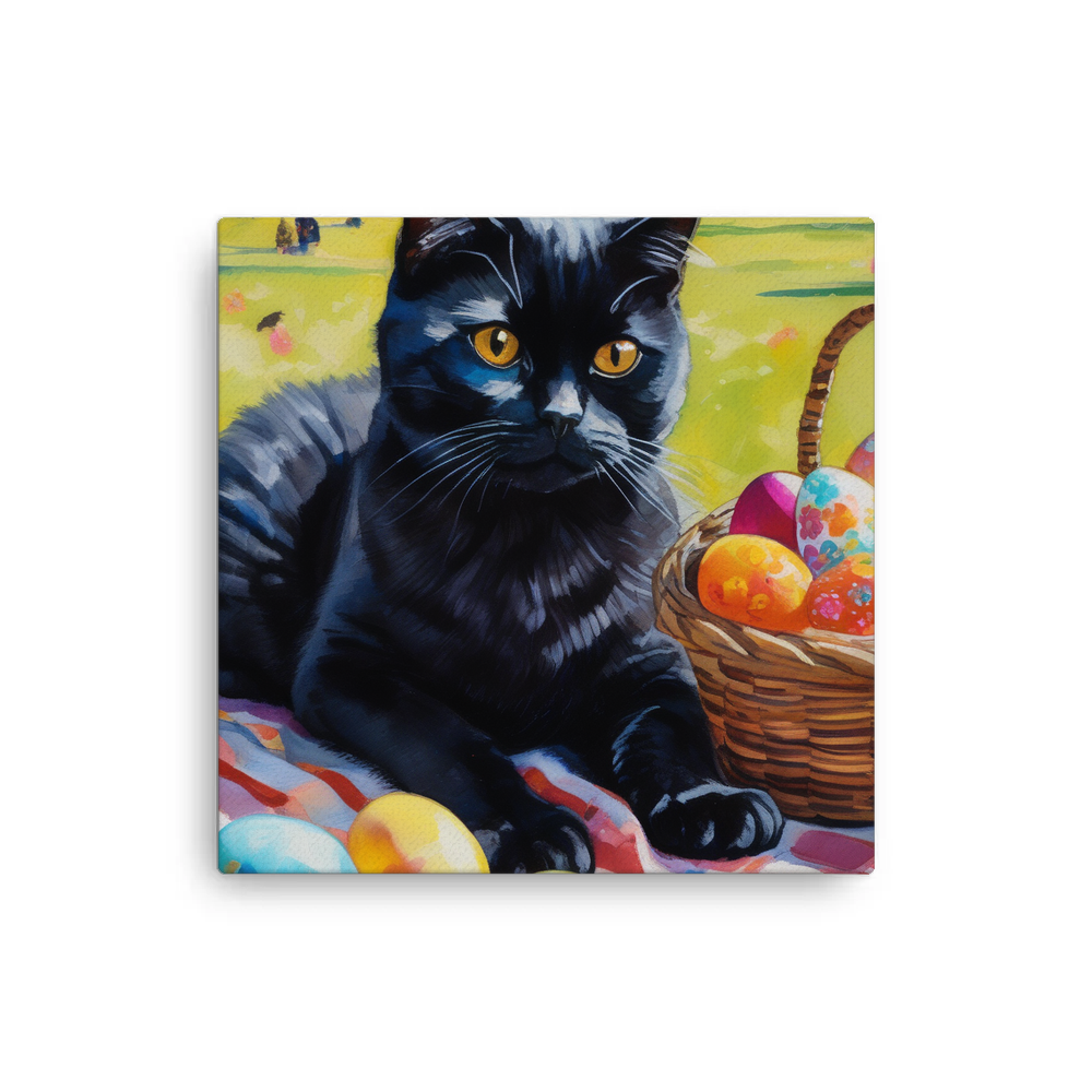 PugMug Custom Black Scottish Fold Cat Canvas