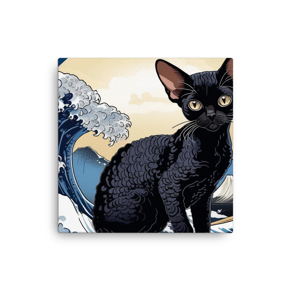 PugMug Custom Black Devon Rex Cat Canvas