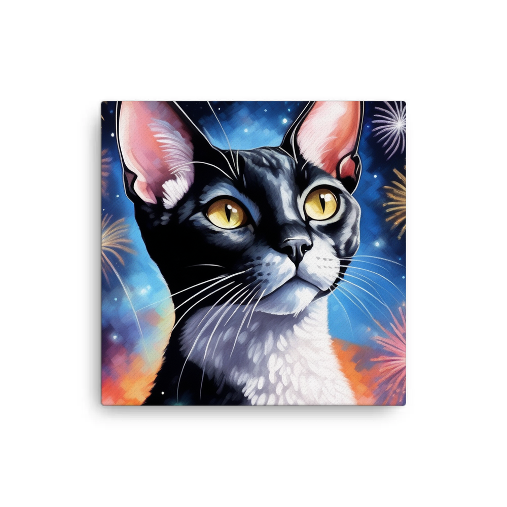 PugMug Custom Black Devon Rex Cat Canvas