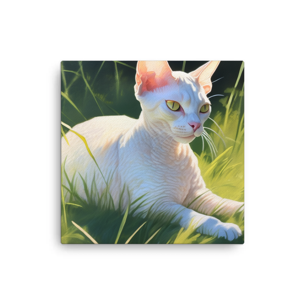 PugMug Custom White Devon Rex Cat Canvas
