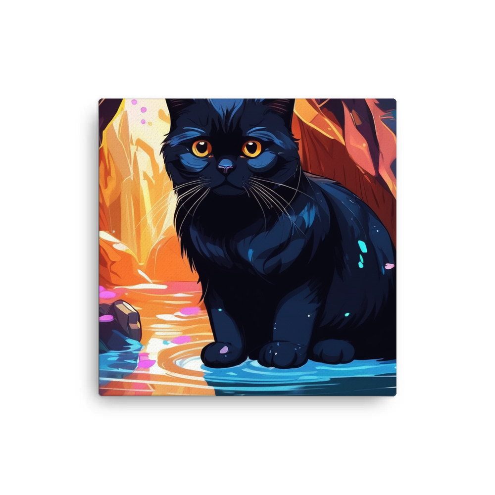 PugMug Custom Black Scottish Fold Cat Canvas