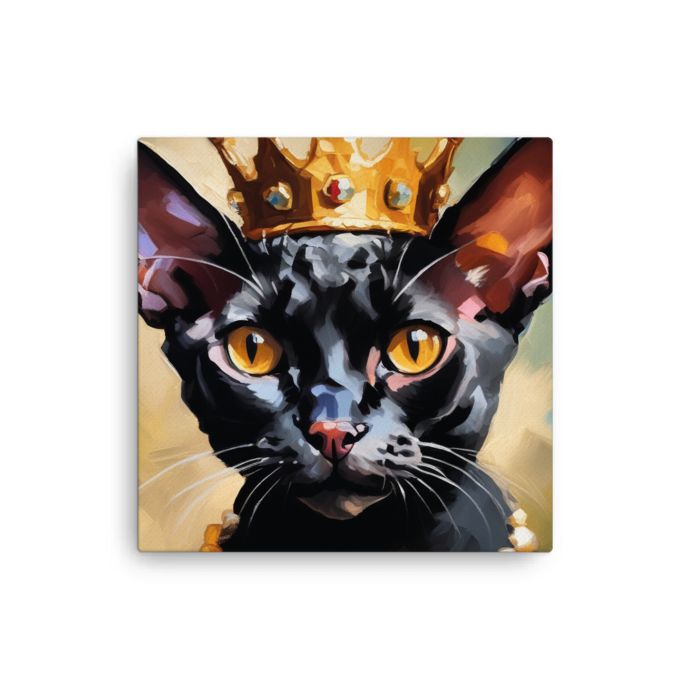PugMug Custom Black Devon Rex Cat Canvas