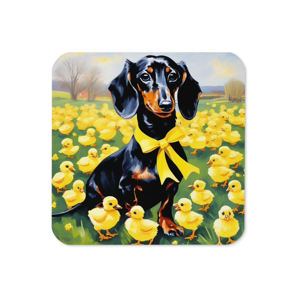 PugMug Custom Black Dachshund Coaster