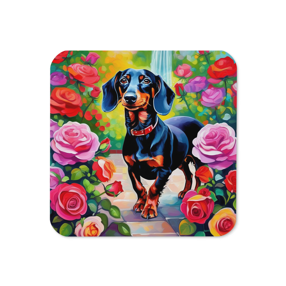 PugMug Custom Black Dachshund Coaster