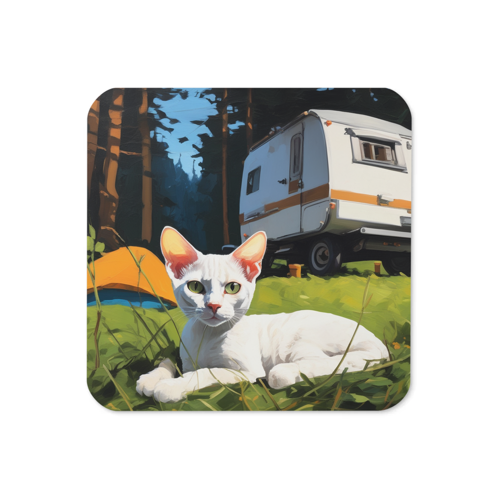 PugMug Custom White Devon Rex Cat Coaster