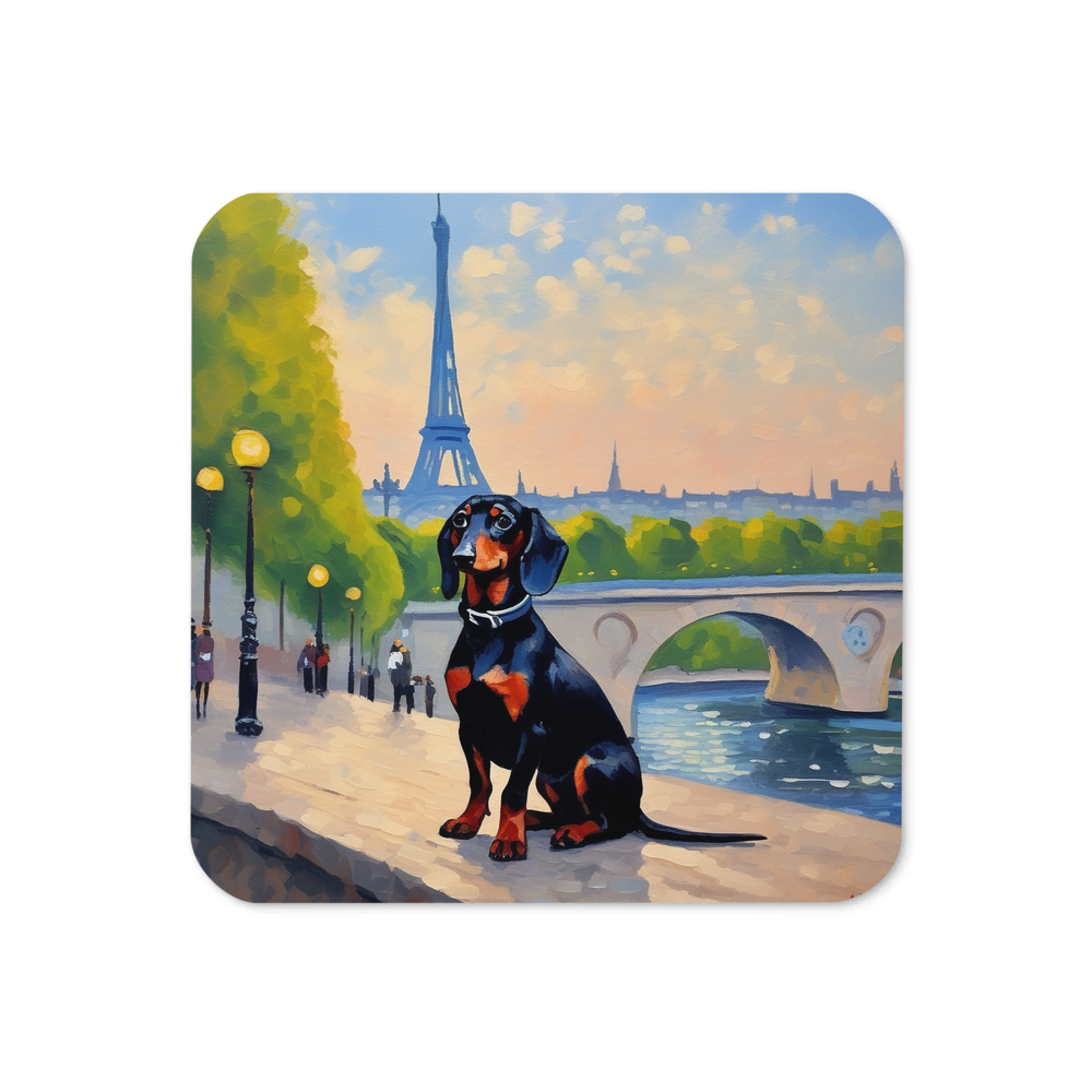 PugMug Custom Black Dachshund Coaster