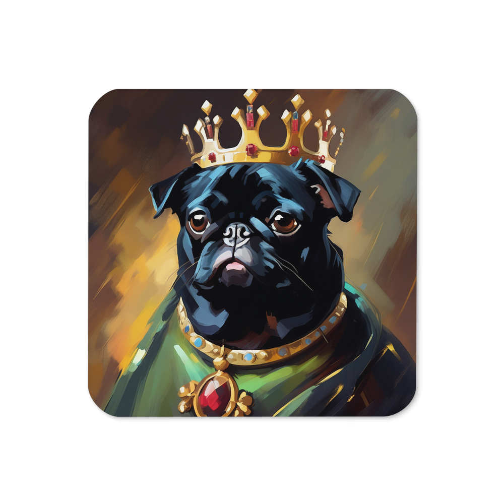 PugMug Custom Black Pug Coaster