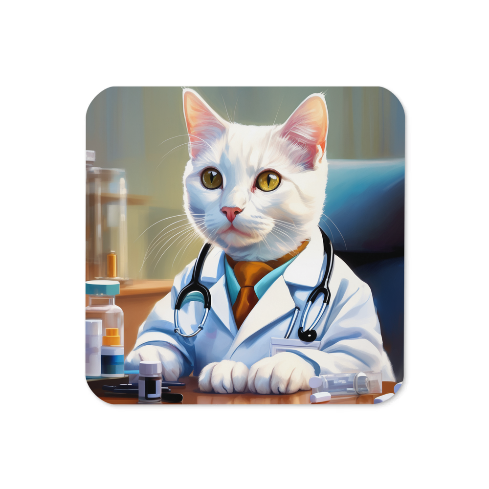 PugMug Custom White Companion Cat Coaster