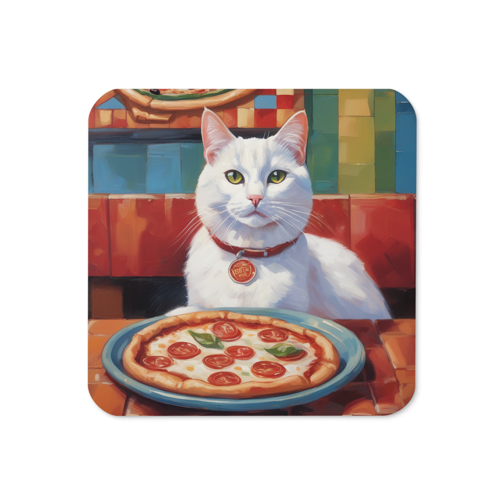 PugMug Custom White Companion Cat Coaster