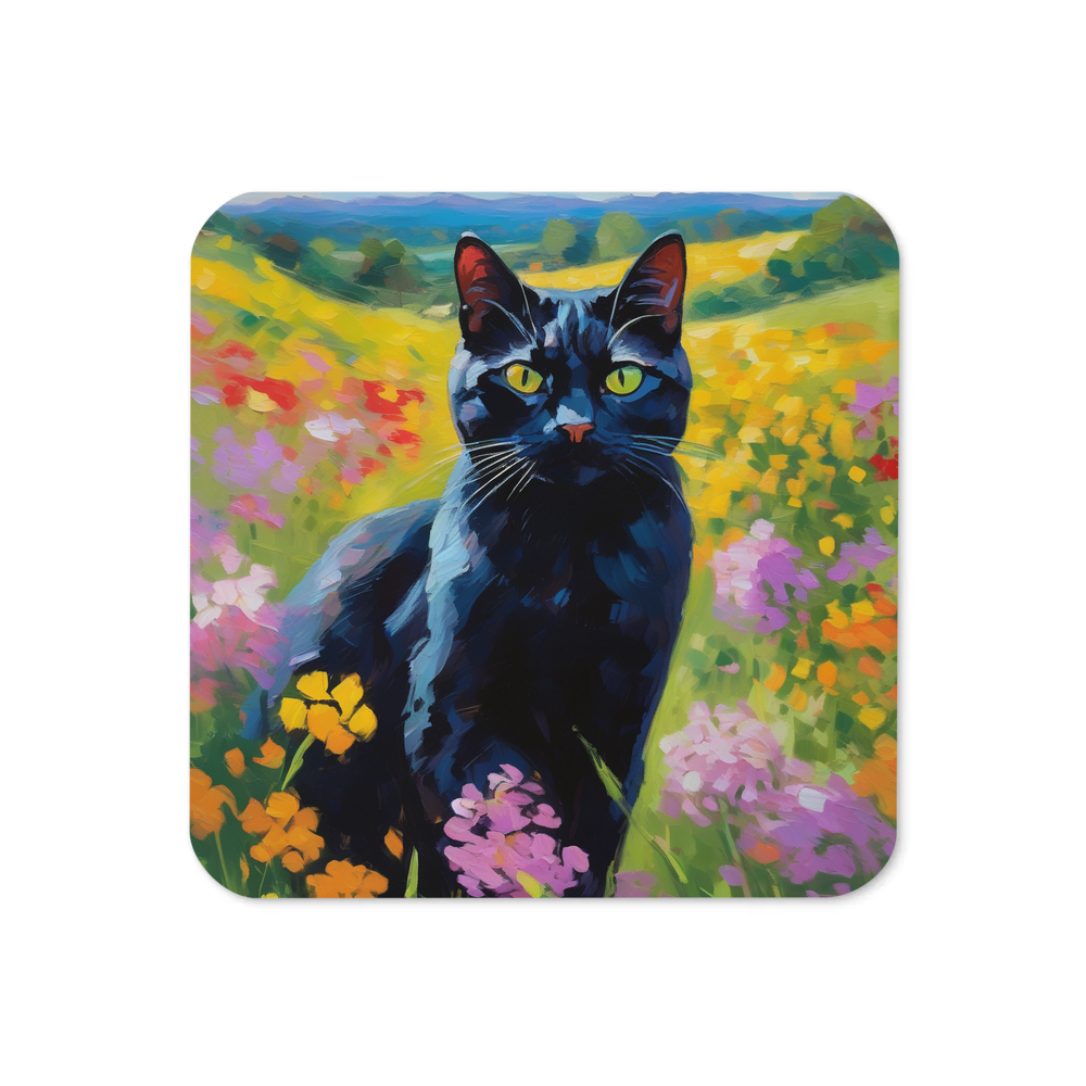 PugMug Custom Black American Shorthair Cat Coaster