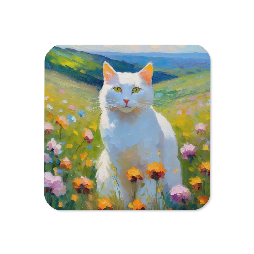 PugMug Custom White Companion Cat Coaster