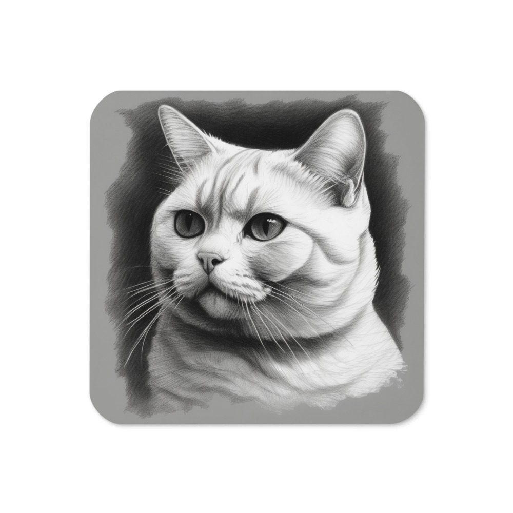PugMug Custom White British Shorthair Cat Coaster