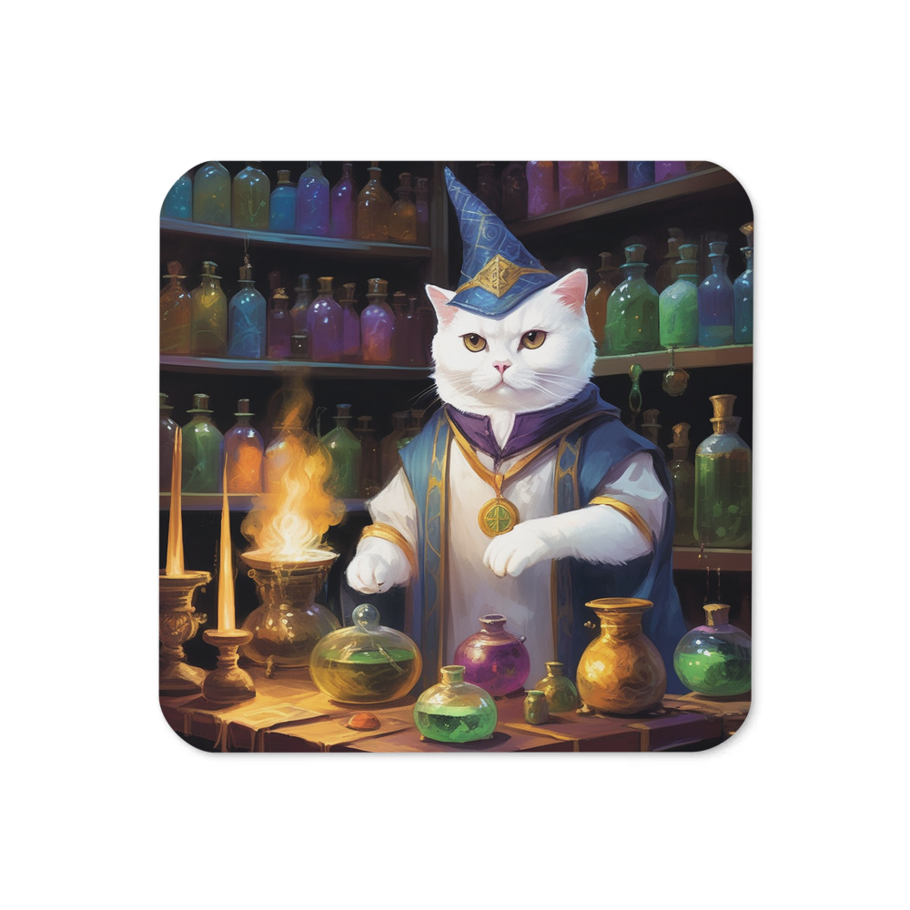 PugMug Custom White Scottish Fold Cat Coaster