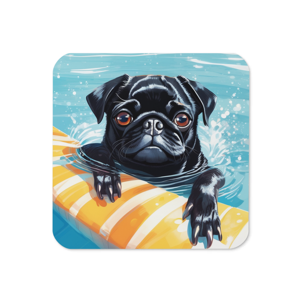 PugMug Custom Black Pug Coaster