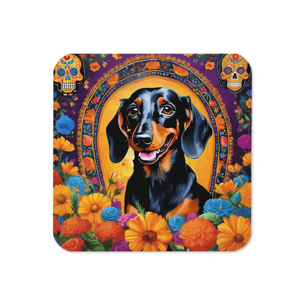 PugMug Custom Black Dachshund Coaster