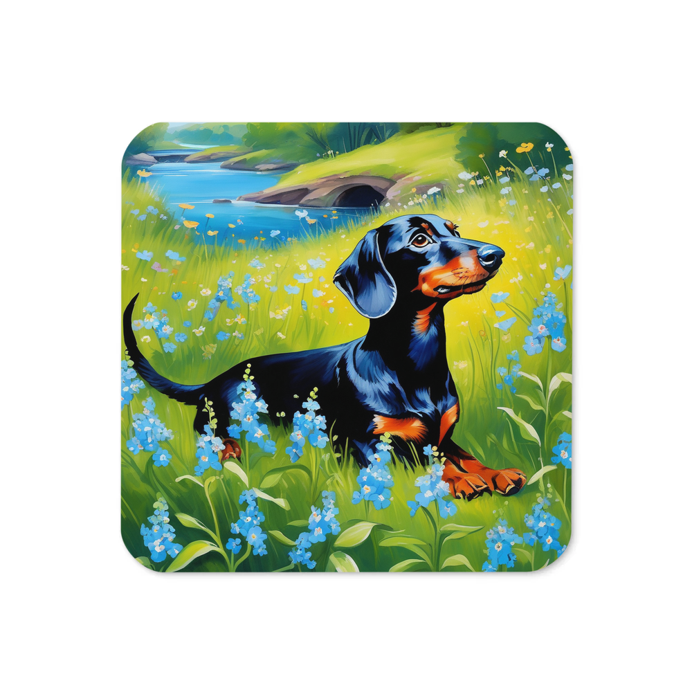 PugMug Custom Black Dachshund Coaster