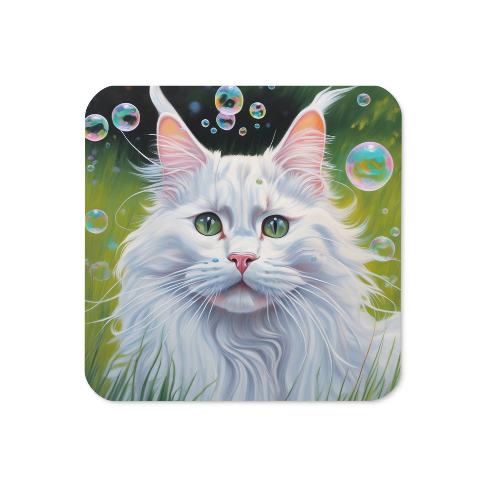 PugMug Custom White Maine Coon Cat Coaster