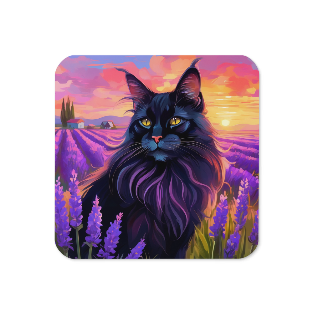 PugMug Custom Black Maine Coon Cat Coaster