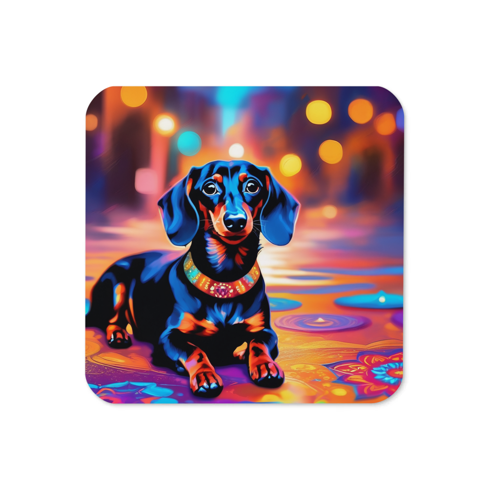 PugMug Custom Black Dachshund Coaster