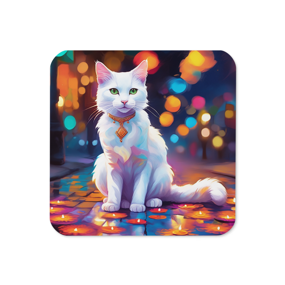 PugMug Custom White Companion Cat Coaster