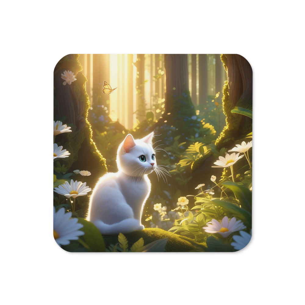 PugMug Custom White Companion Cat Coaster