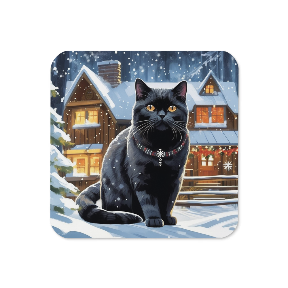 PugMug Custom Black British Shorthair Cat Coaster