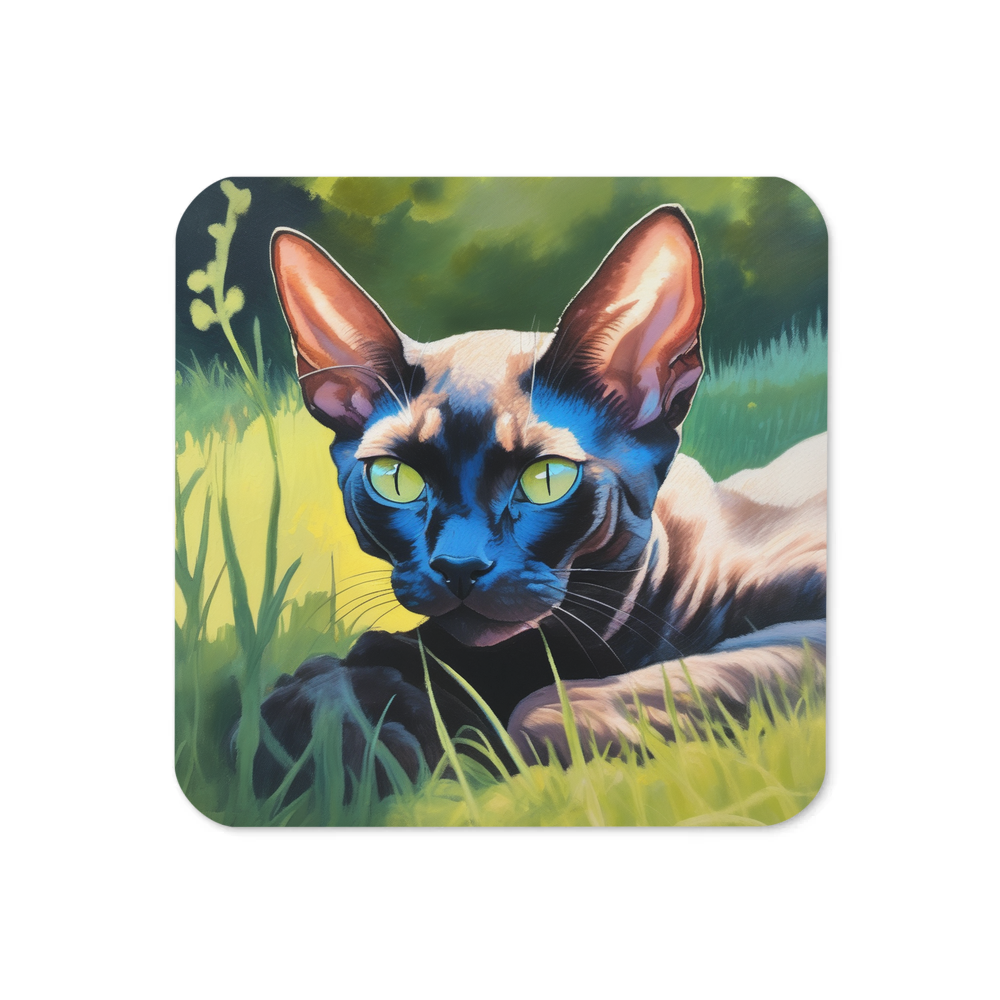 PugMug Custom Black Devon Rex Cat Coaster