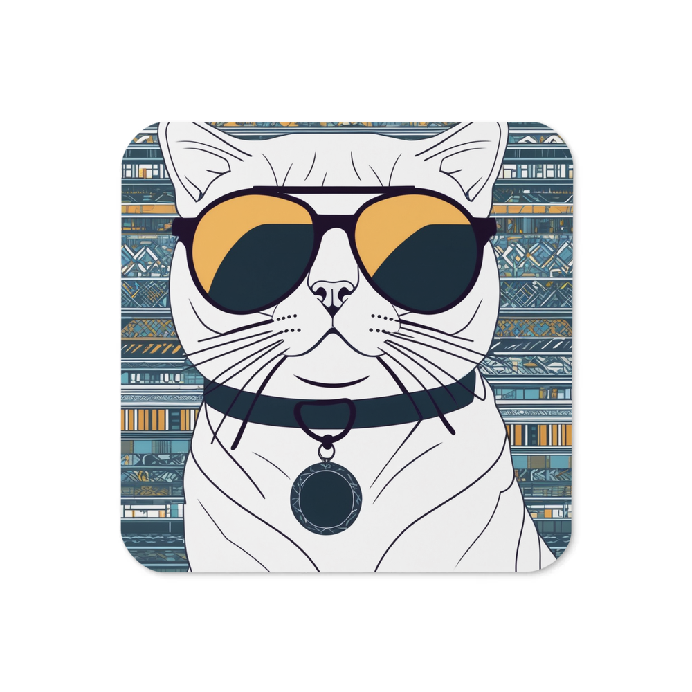 PugMug Custom White Scottish Fold Cat Coaster