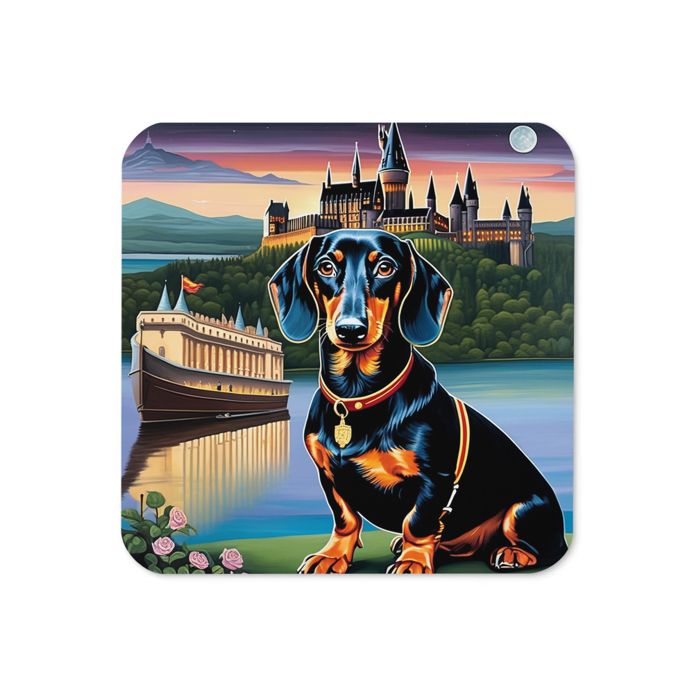 PugMug Custom Black Dachshund Coaster