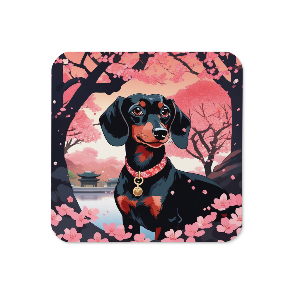 PugMug Custom Black Dachshund Coaster