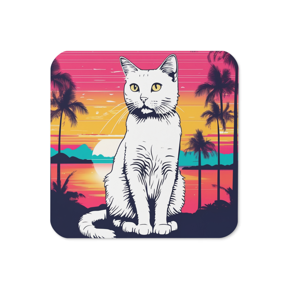 PugMug Custom White Companion Cat Coaster
