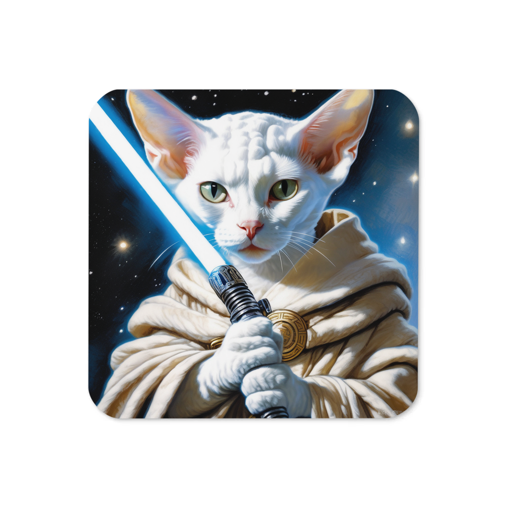 PugMug Custom White Devon Rex Cat Coaster