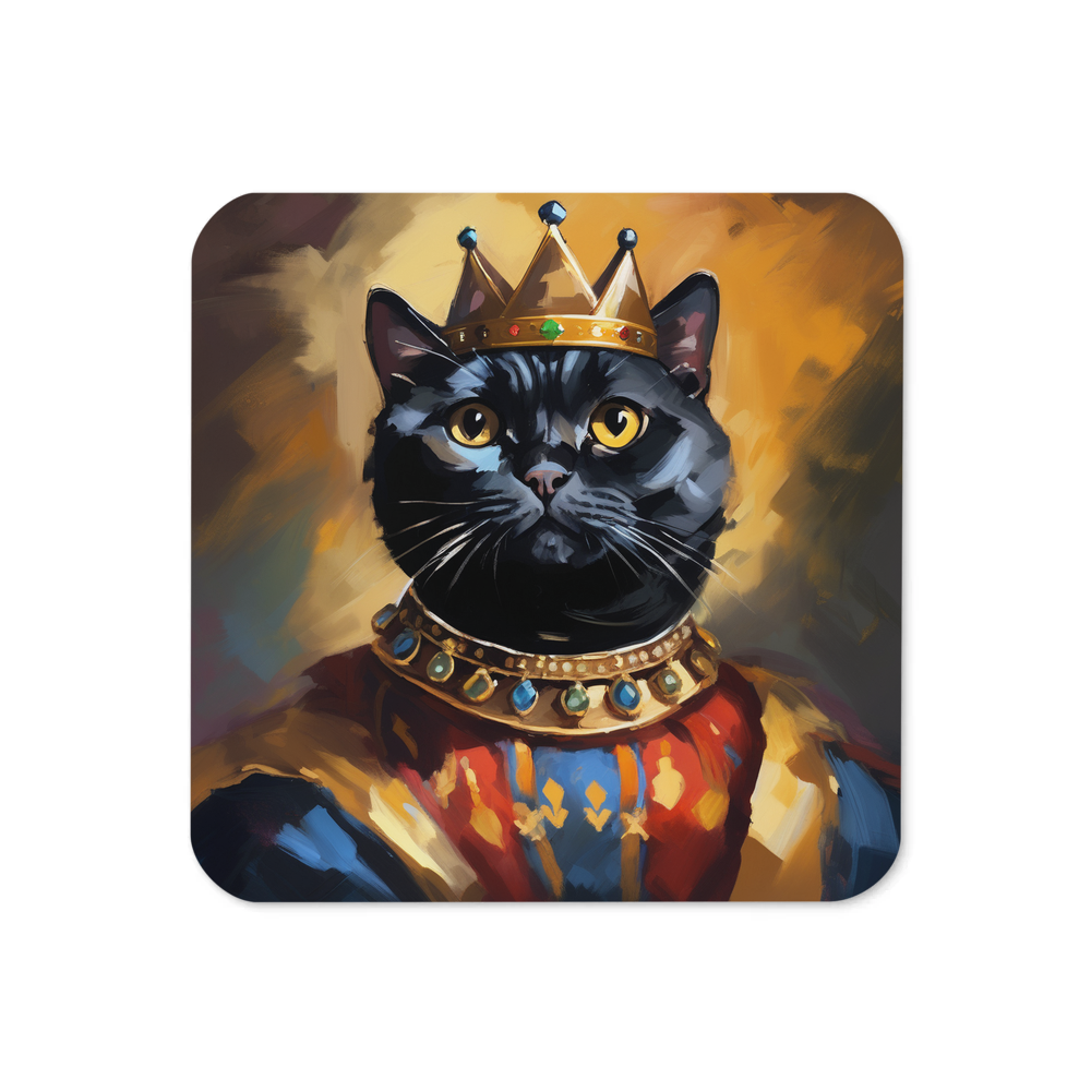 PugMug Custom Black Scottish Fold Cat Coaster