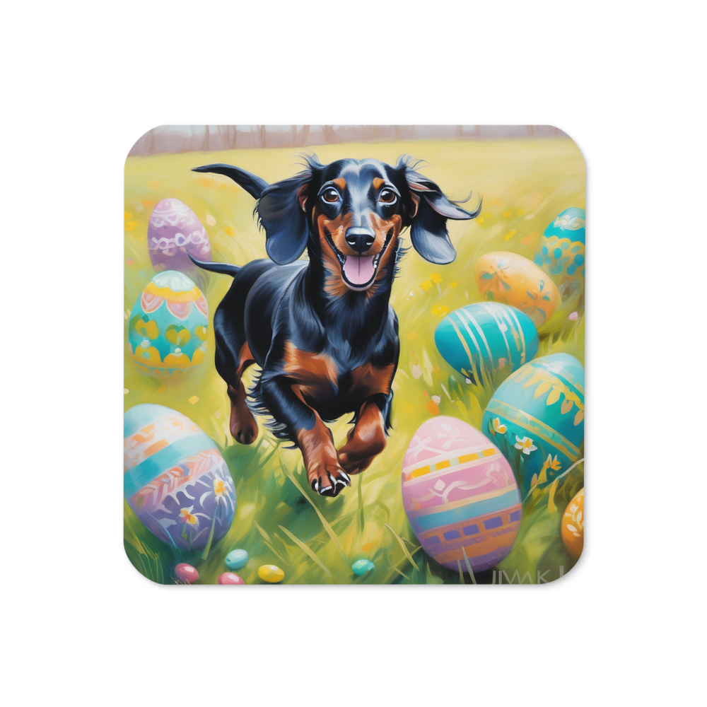 PugMug Custom Black Dachshund Coaster