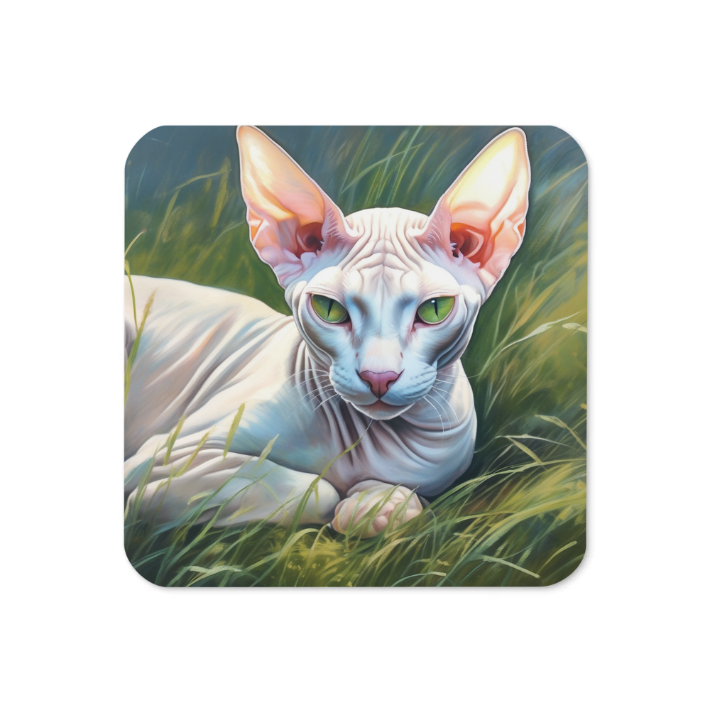 PugMug Custom White Sphynx Cat Coaster