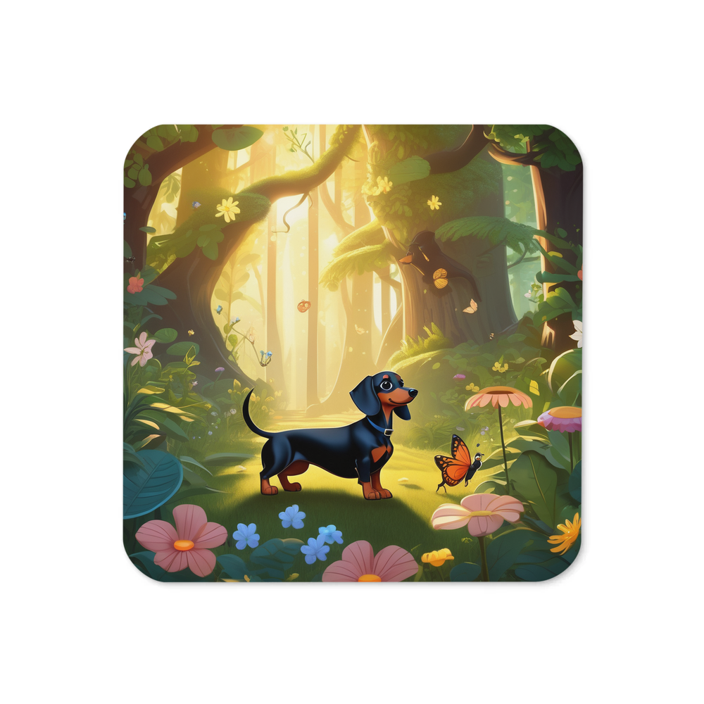 PugMug Custom Black Dachshund Coaster