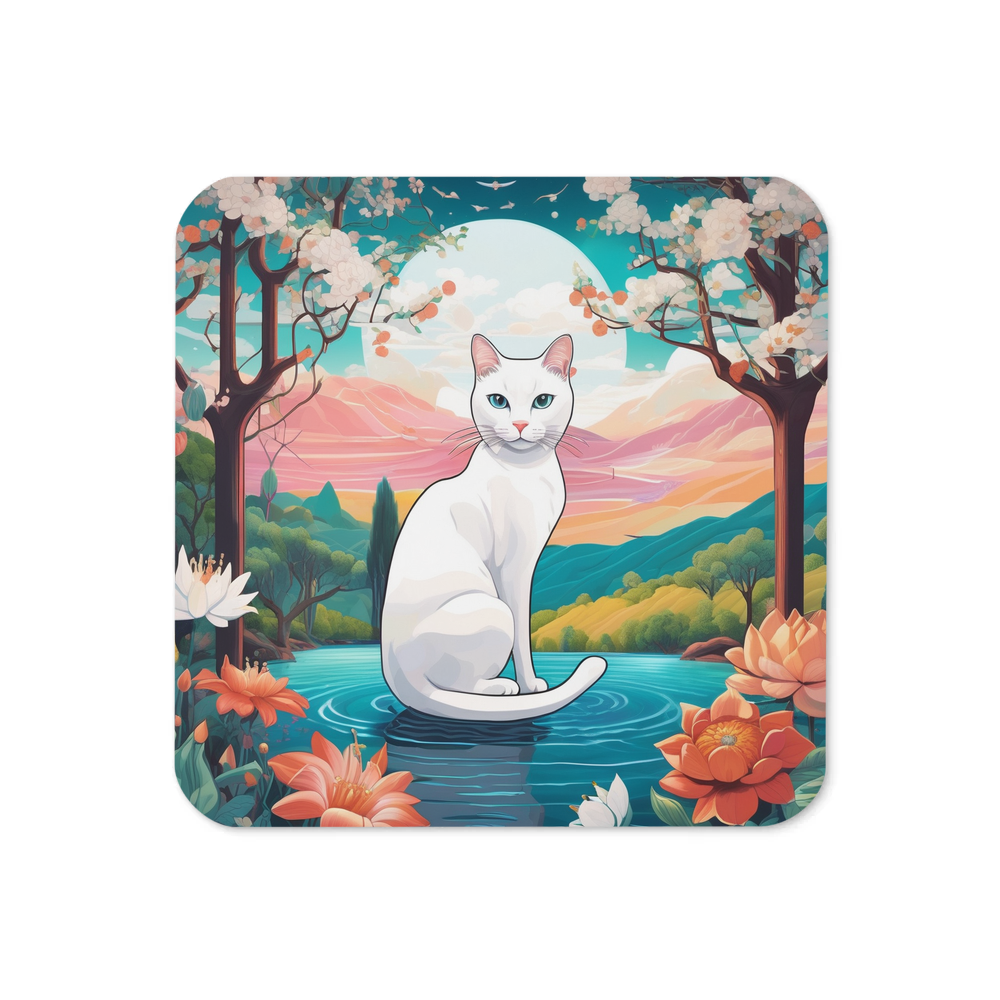 PugMug Custom White Companion Cat Coaster