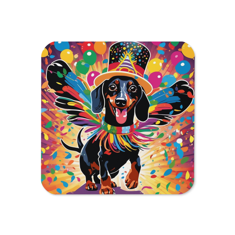 PugMug Custom Black Dachshund Coaster