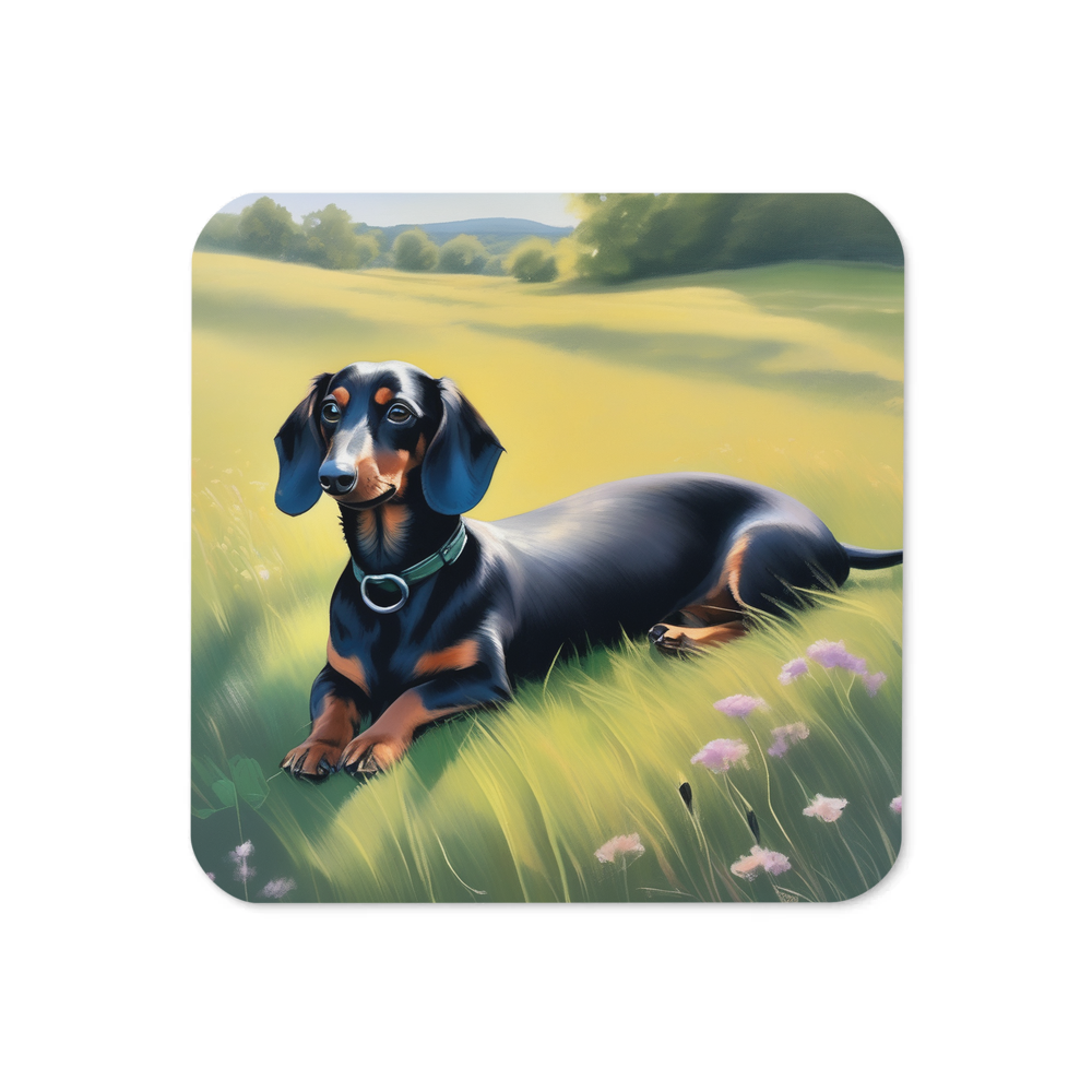 PugMug Custom Black Dachshund Coaster