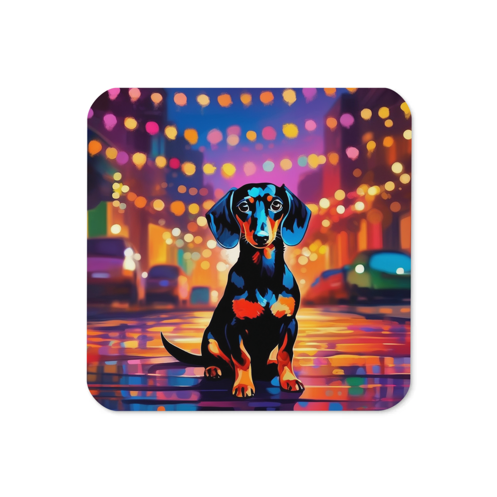 PugMug Custom Black Dachshund Coaster