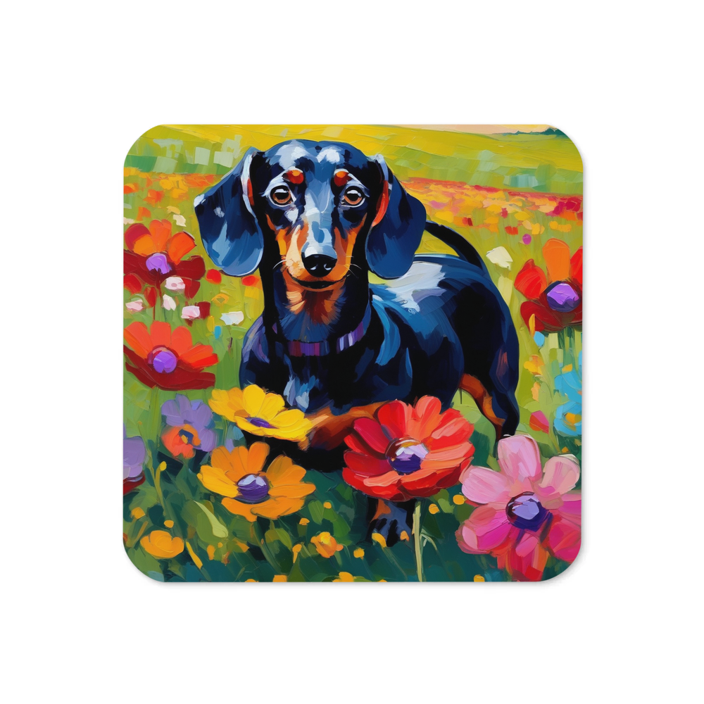 PugMug Custom Black Dachshund Coaster
