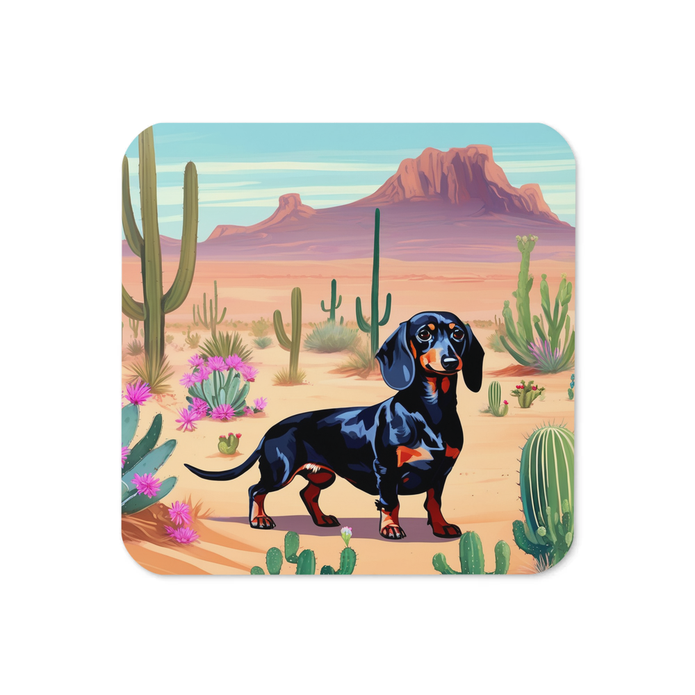 PugMug Custom Black Dachshund Coaster