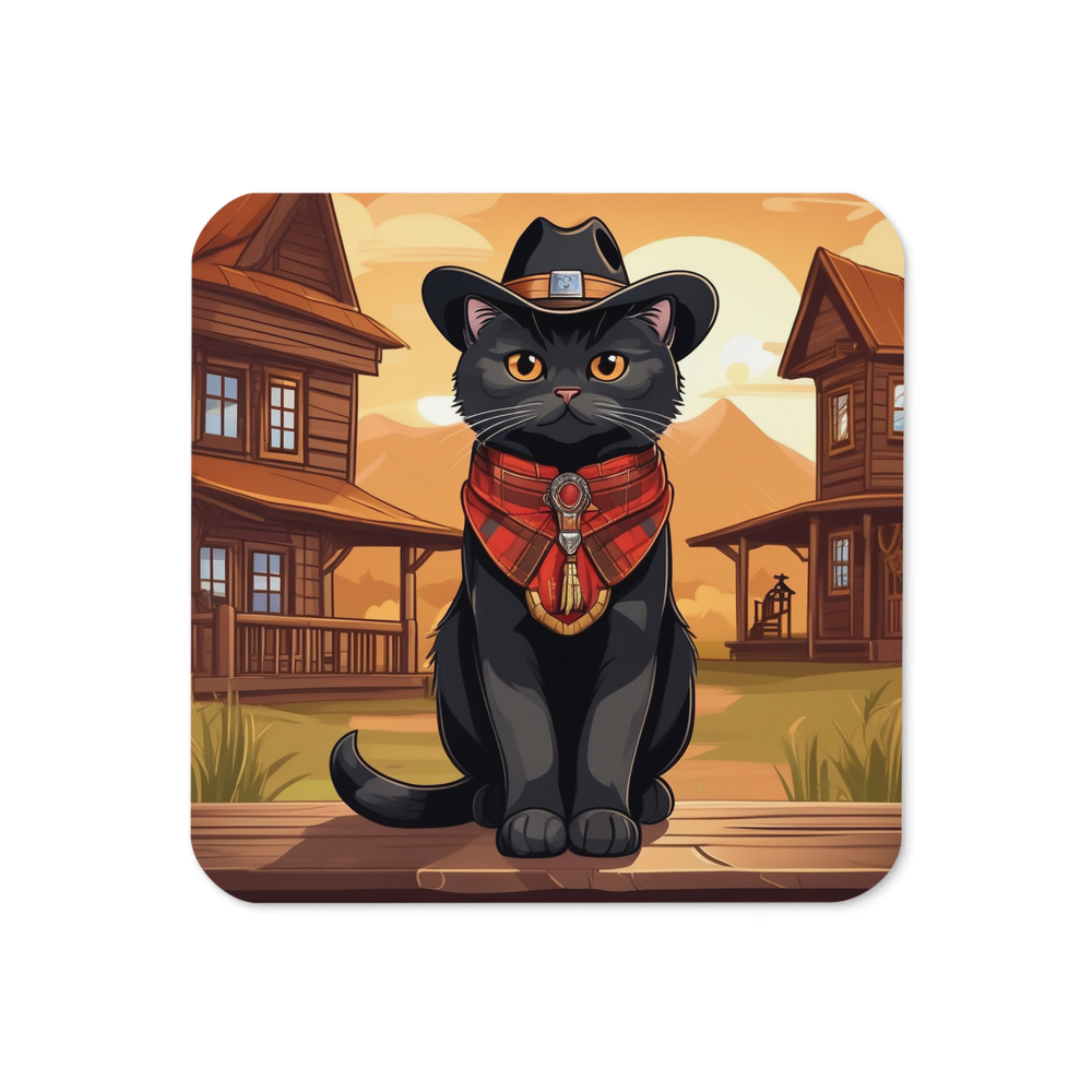 PugMug Custom Black Scottish Fold Cat Coaster