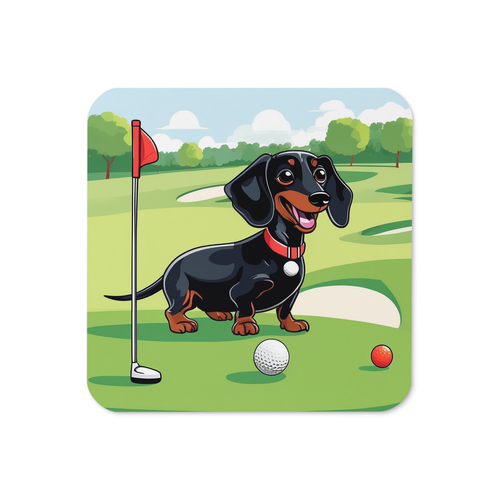 PugMug Custom Black Dachshund Coaster