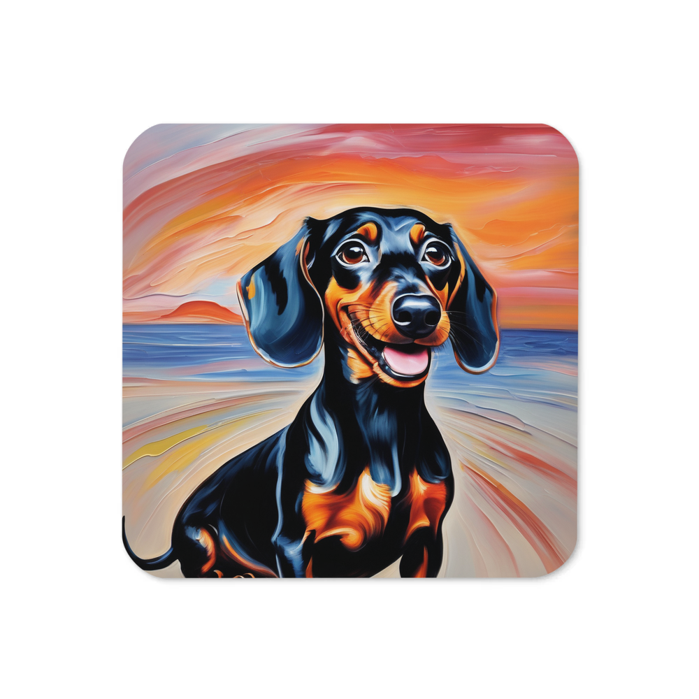 PugMug Custom Black Dachshund Coaster