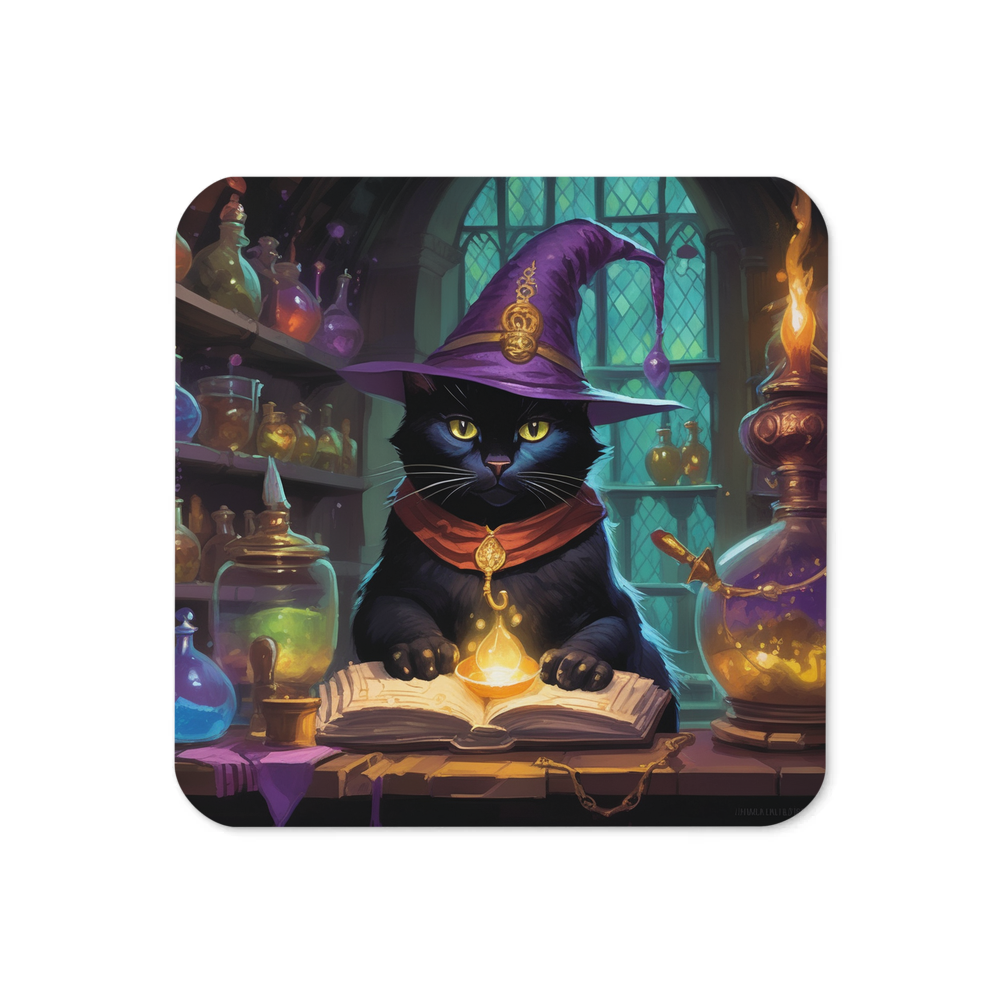 PugMug Custom Black Exotic Cat Coaster