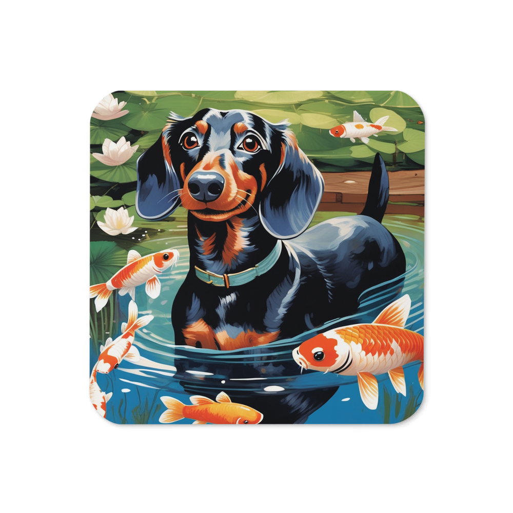 PugMug Custom Black Dachshund Coaster