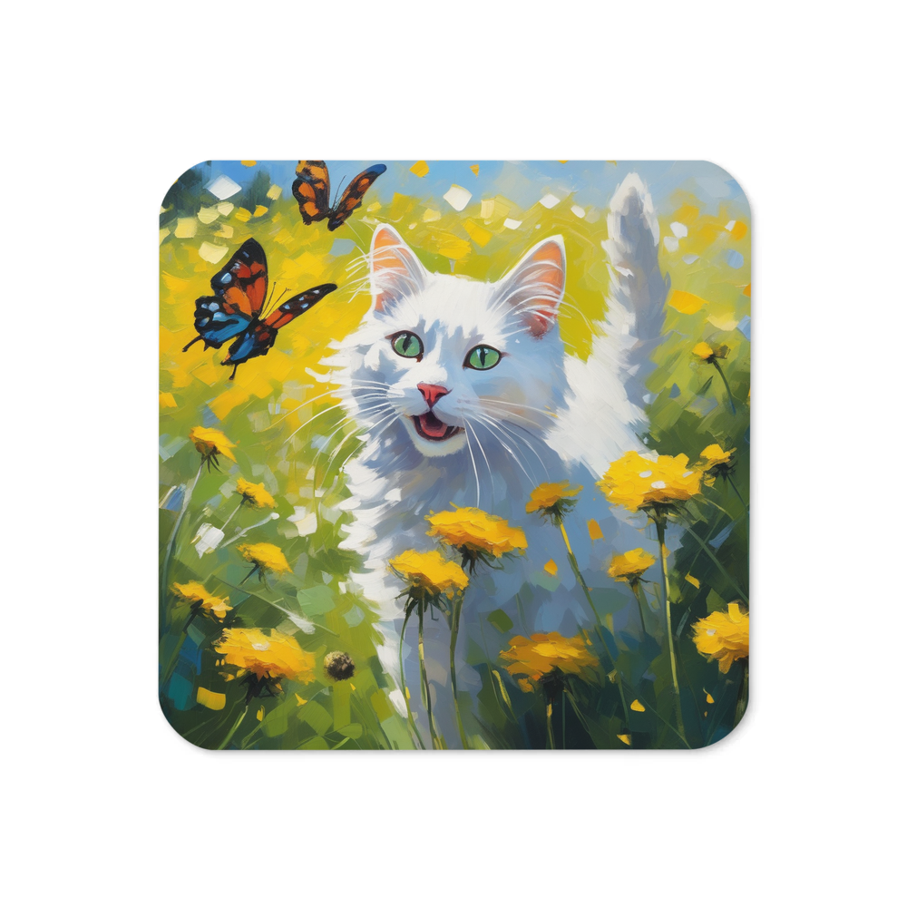 PugMug Custom White Companion Cat Coaster